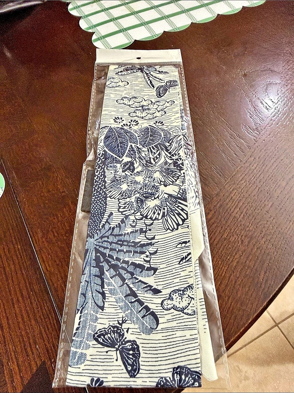Floral Silk Scarf in Cream & Blue NWT